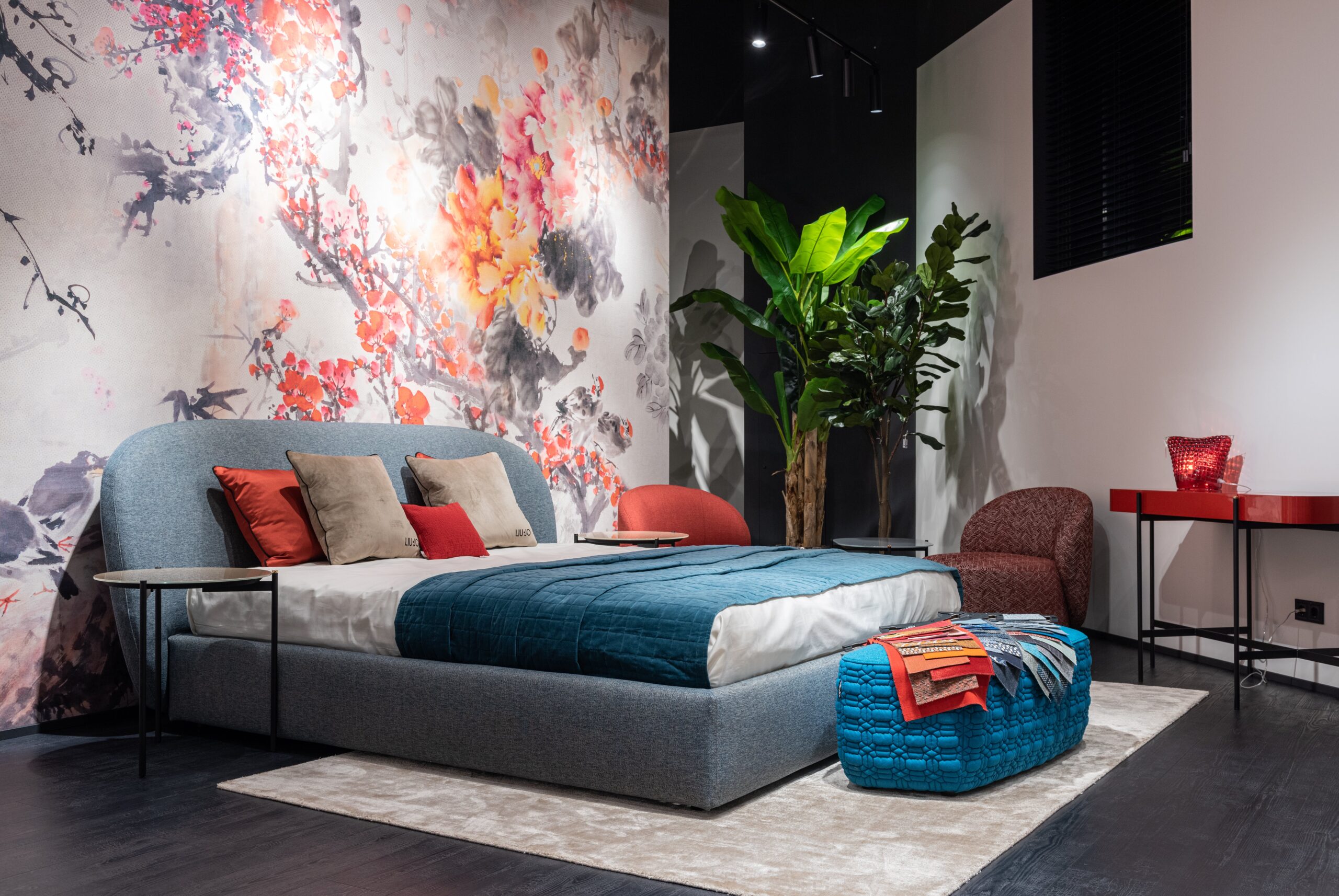 Deep Teal and Coral Bedroom_ Dynamic Eclectic